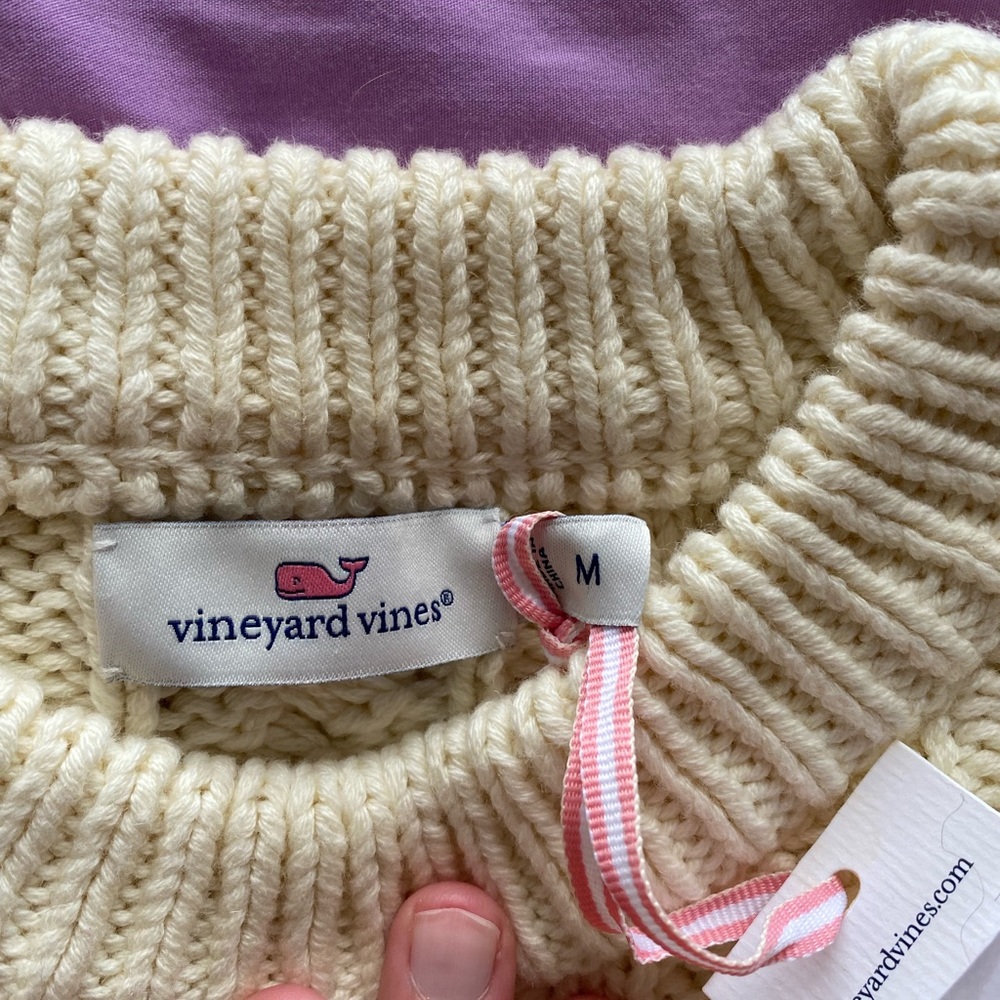 Vineyard Vines Cream and Navy Striped Sweater - Picture 3 of 6